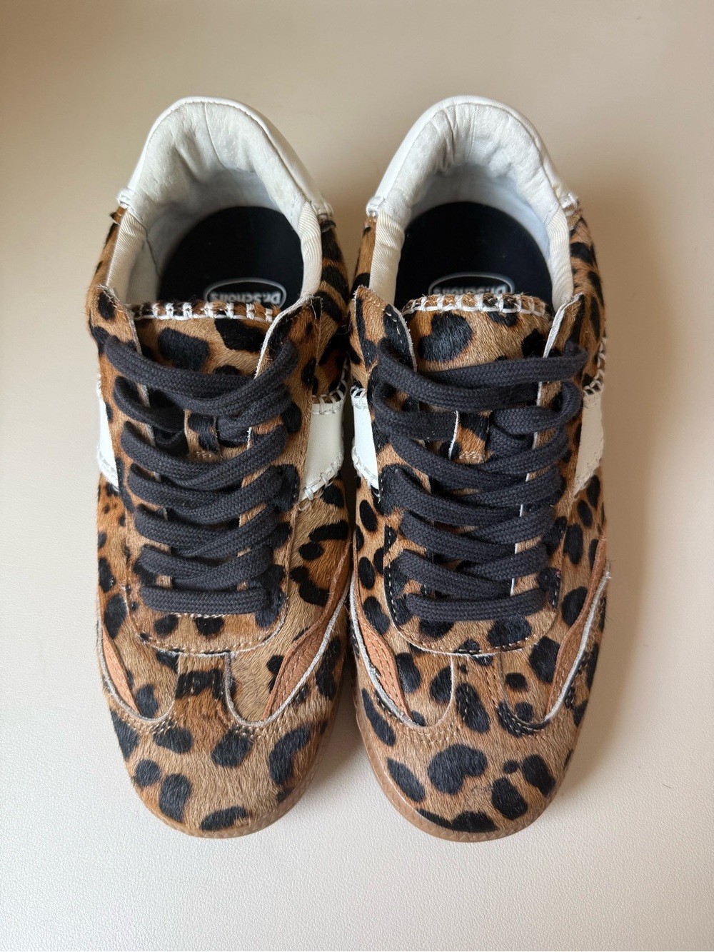 BRAND NEW! Dolce Vita Leopard Print Tan & Black Sneakers with Cream Accent - Picture 3 of 10